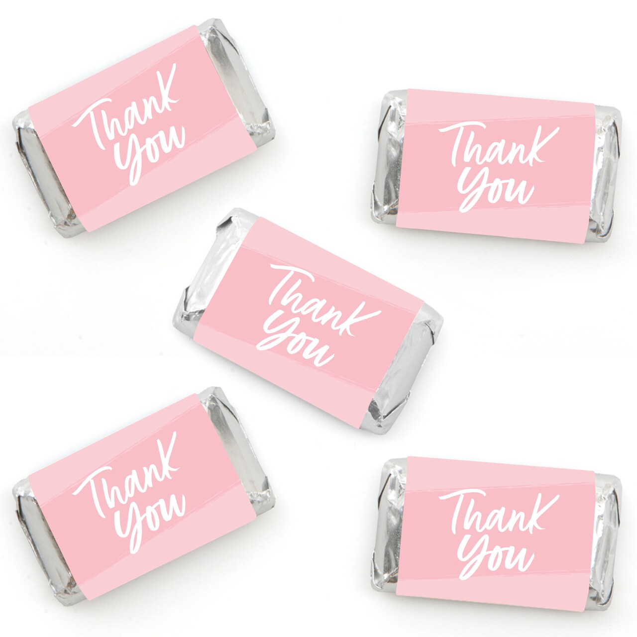 Big Dot of Happiness Pink Elegantly Simple - Mini Candy Bar Wrapper Stickers Party Small Favors 40 Ct